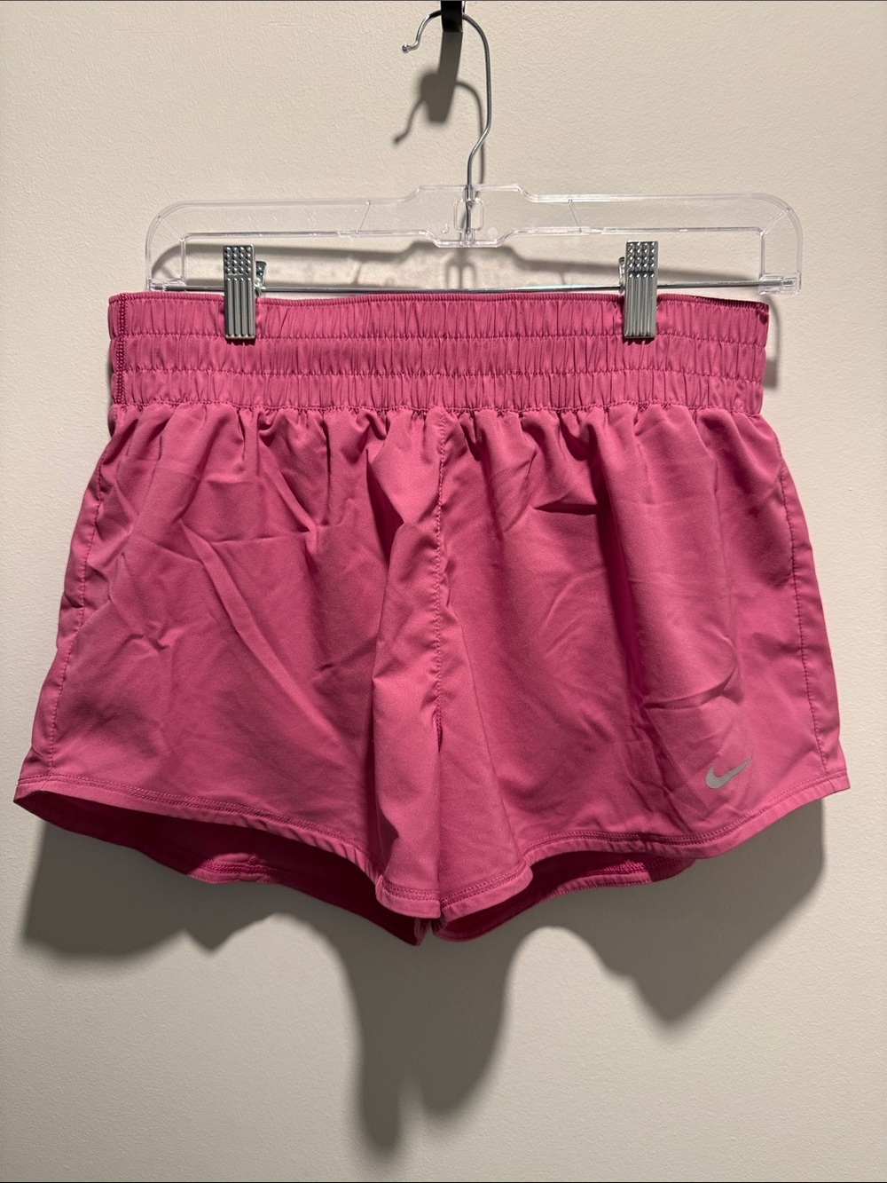 Nike Women's Hot Pink Running Shorts with Reflective Swoosh